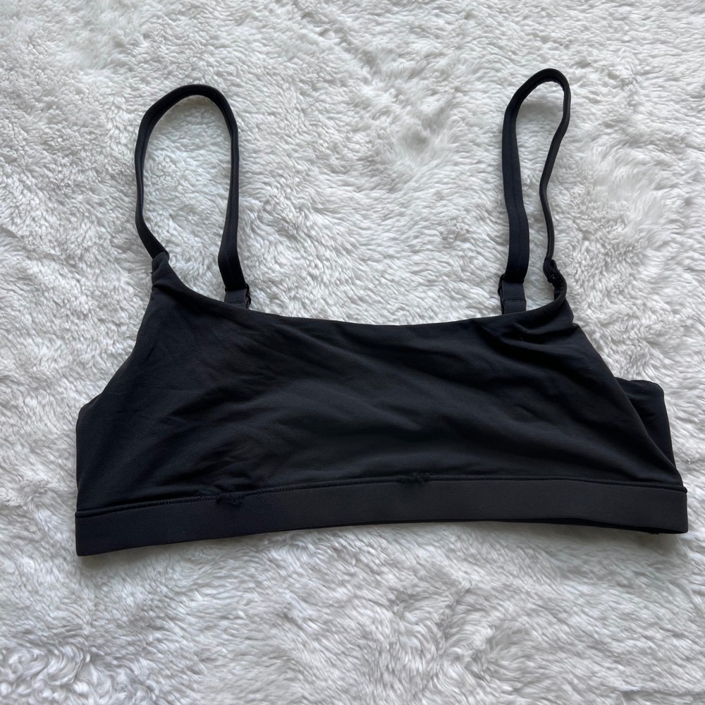 SKIMS Fits Everybody Scoop Neck Bralette Onyx Black Womens XS Adjustable Straps